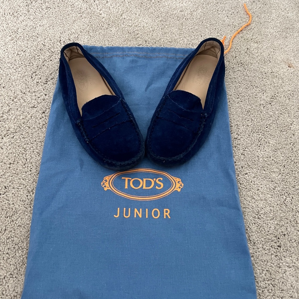 Tods junior blue loafers size 31